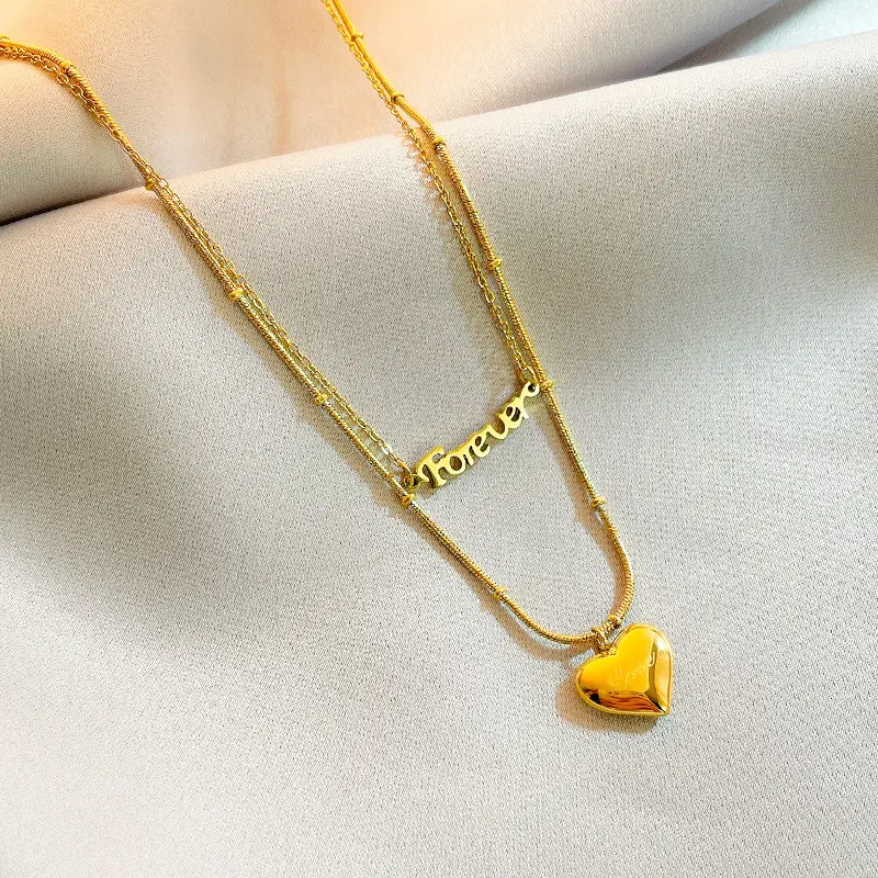 Love Forever Double Necklace Light Luxury Titanium Steel Jewelry