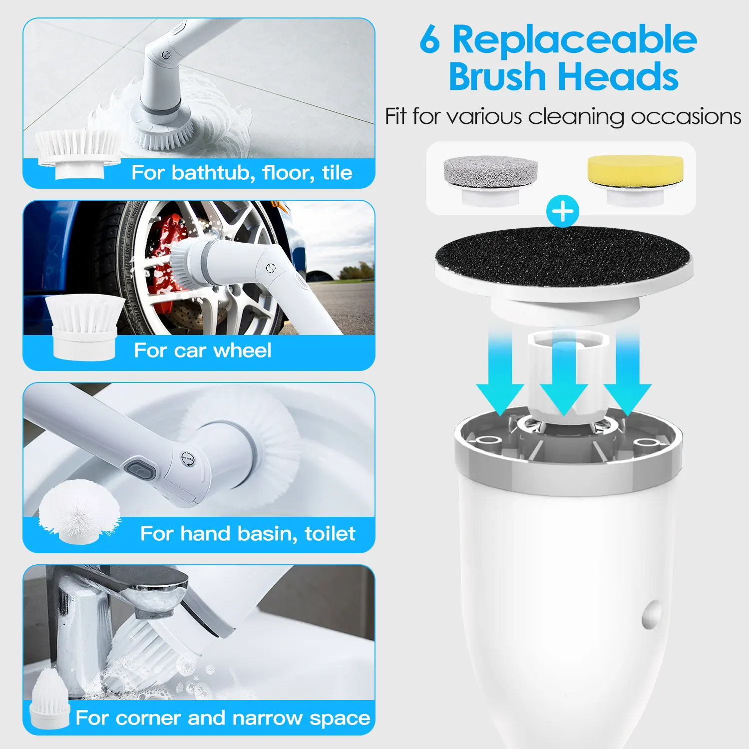 Electric Spin Scrubber Cordless Rechargeable Telescopic Cleaning