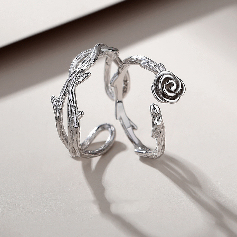A Pair Of Thorn Rose Silver Vintage Distressed