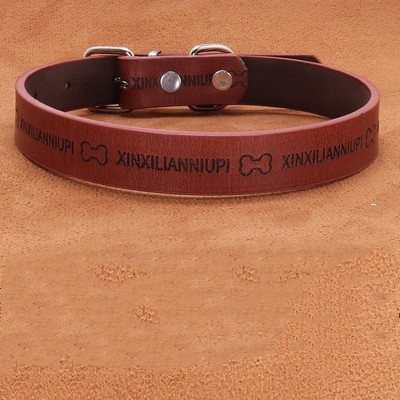 Collar Large And Medium Dog Lettering Anti lost Brown Coffee - Shop at LoveMi