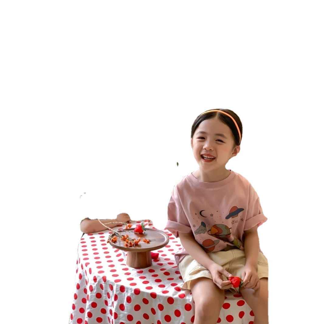 Boys And Girls Casual Cartoon Print Short Sleeve T-Shirt