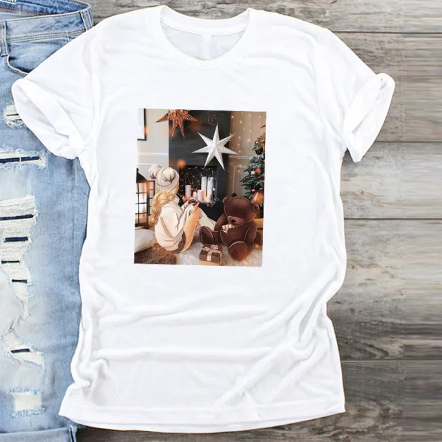 Christmas Short sleeved Round Neck Girlfriends Outfit C17 - Shop at LoveMi