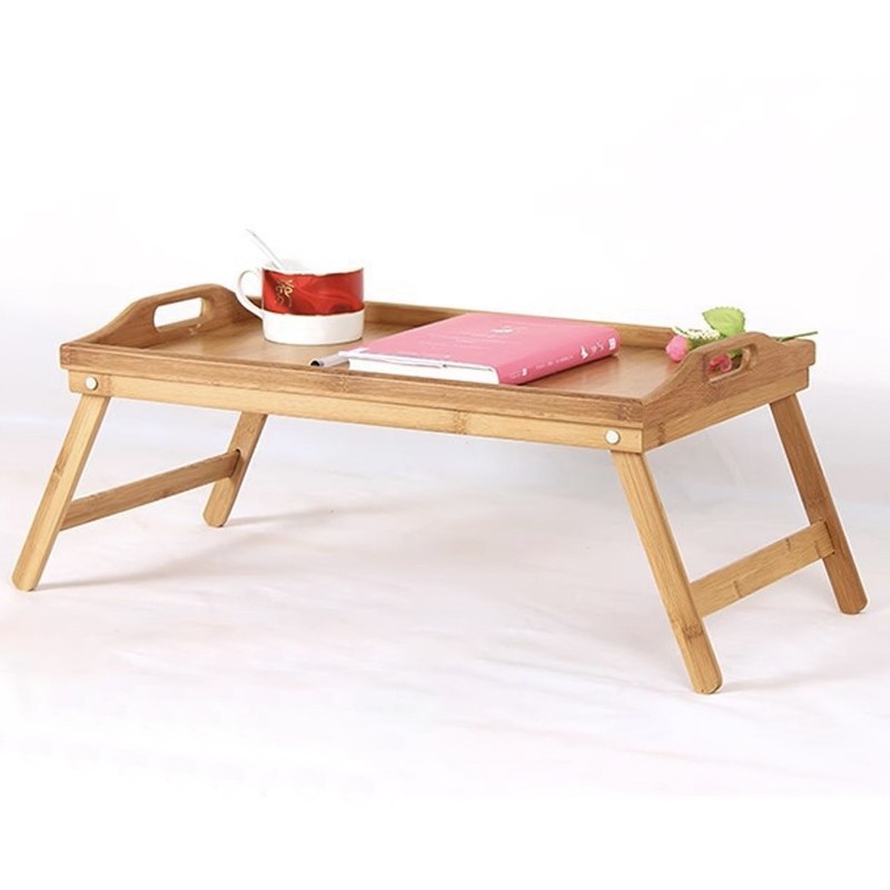 Bamboo Wooden Bed Tray Table With Folding Legs Portable Breakfast Serving — image 4