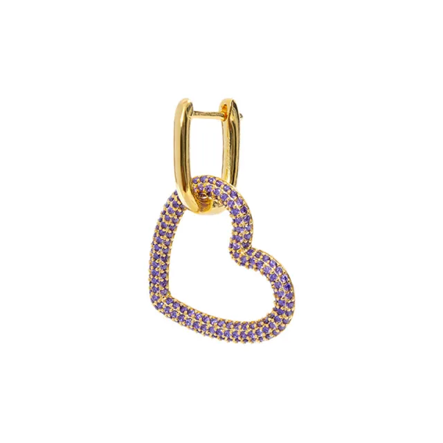 European And American Small Fragrance INS Fashion Heart shaped Earrings Full Of Diamonds Purple - Shop at LoveMi