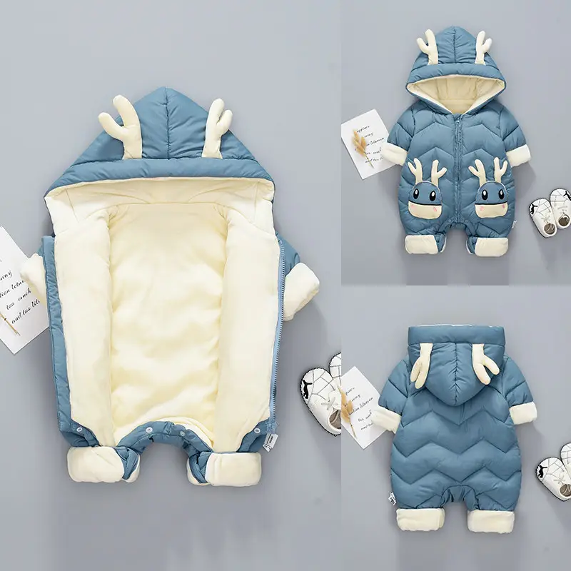 Baby Winter Snowsuit Plus Velvet Thick Boys Jumpsuit 0-3