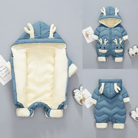Baby Winter Snowsuit Plus Velvet Thick Boys Jumpsuit 0-3