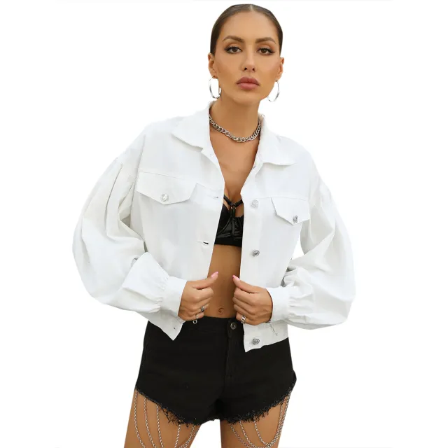 Casual Street Hipster Loose All Match Short Denim Jacket White - Shop at LoveMi
