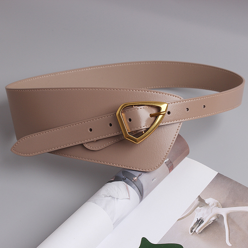 Belt With Shirt Dress Jacket Oblique Buckle Decoration Waist Seal Light Khaki - Shop at LoveMi