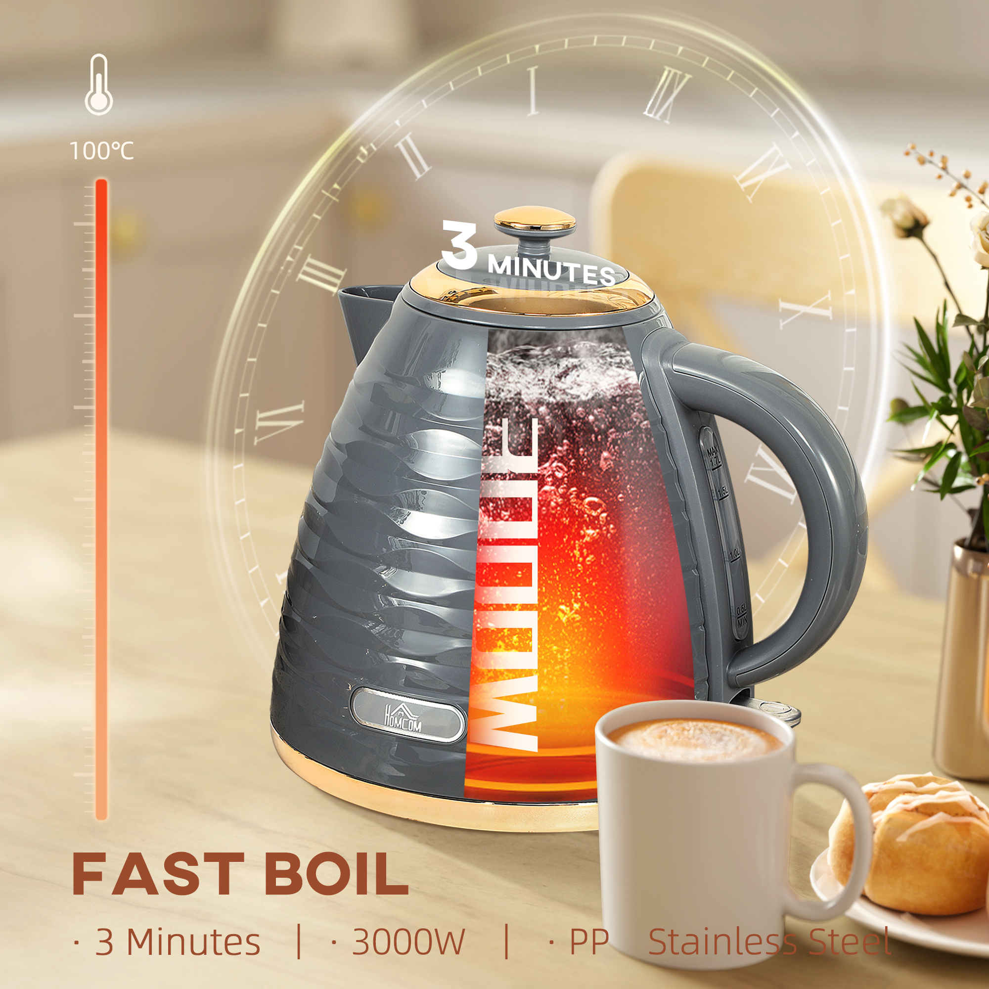 3 KW Fast Boiling Honeycomb Water Bottle - Grey — image 9