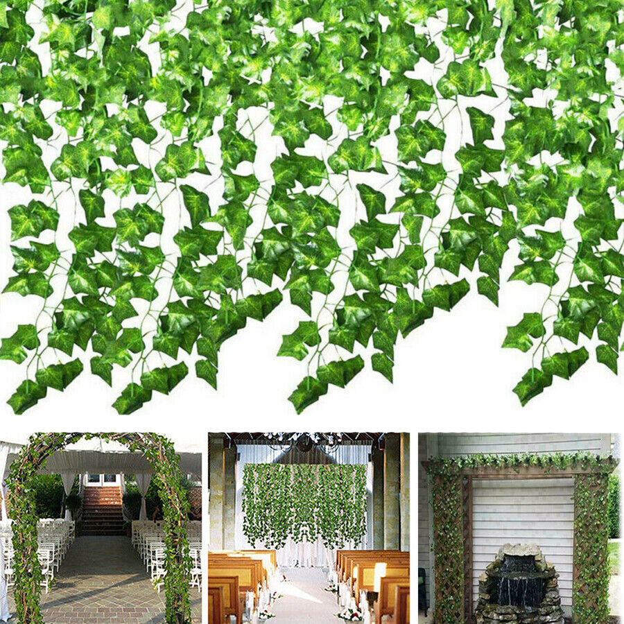 1-12PCS Artificial Ivy Garland Decorations Leaves Fake Vine Hanging String — image 5