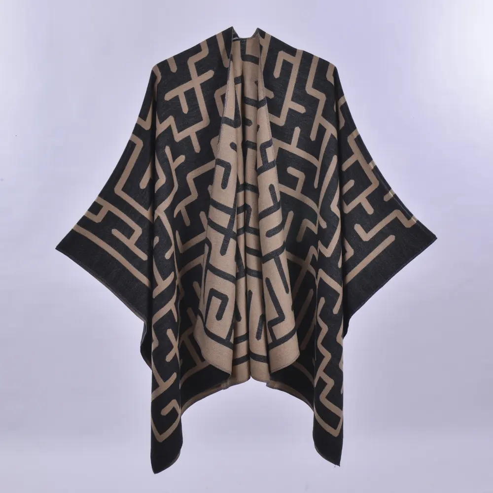 Women's New Minimalist Double-Sided Two-Color Poncho Shawl