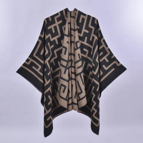 Women's New Minimalist Double-Sided Two-Color Poncho Shawl