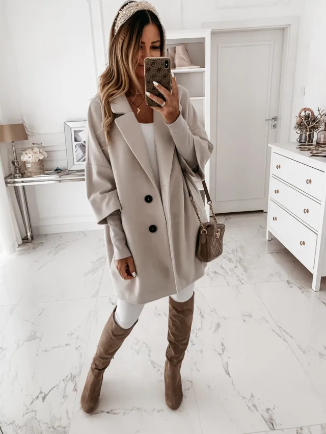 3 Or 4 Sleeve Button Lapel Pocket Wool Jacket Light Grey - Shop at LoveMi