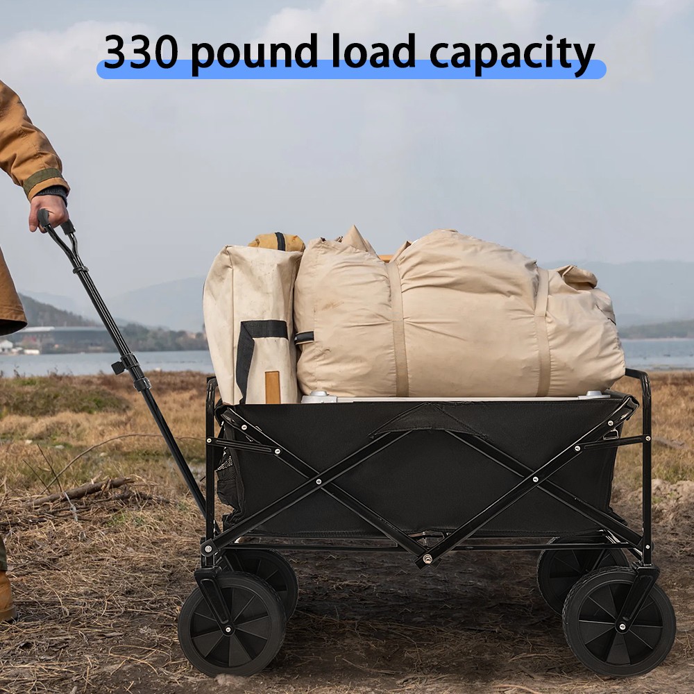 330LB Heavy Duty Foldable Trolley Cart Wagon Garden Beach Camping Festival — image 2