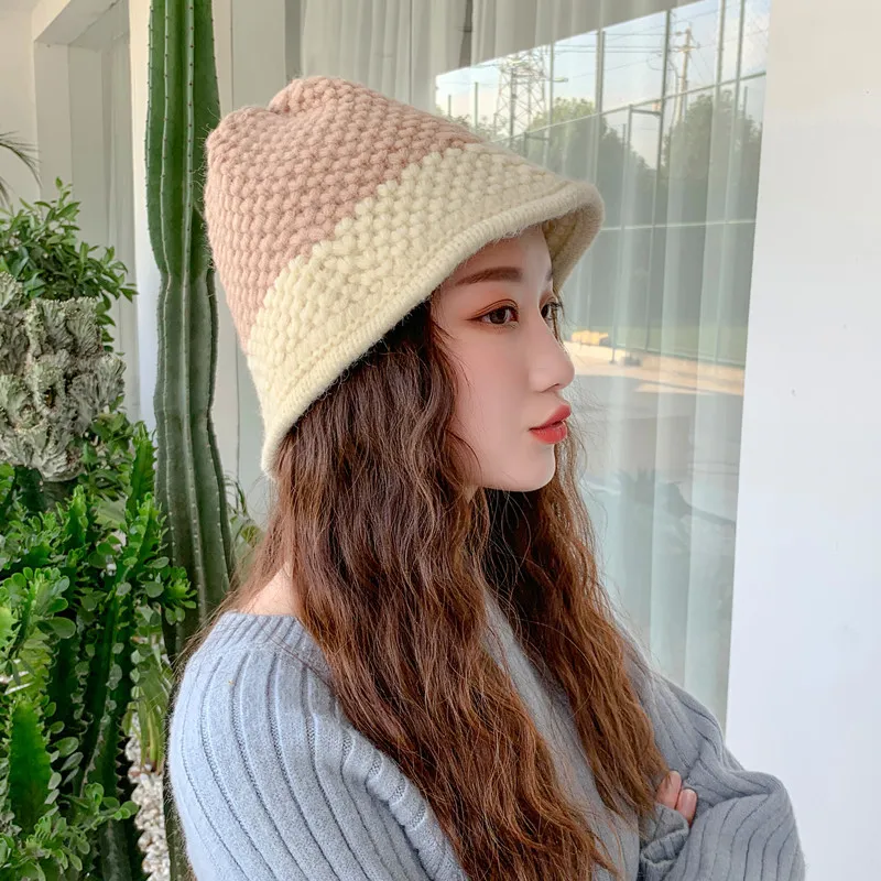 Women's Niche Designer Bucket Wool Hat - Pink