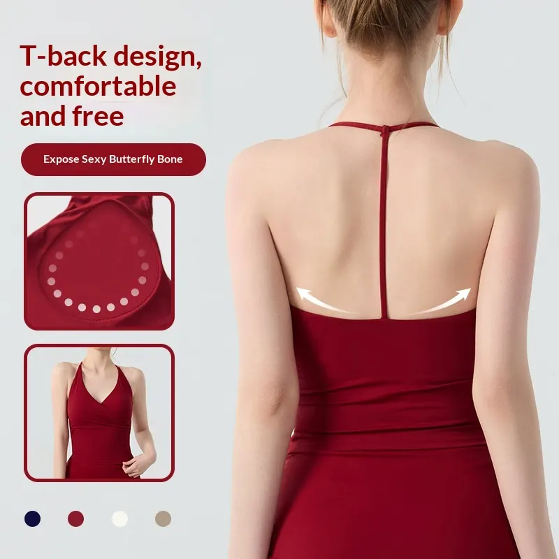 Cross V-Neck Halter Yoga Tank Top for Women