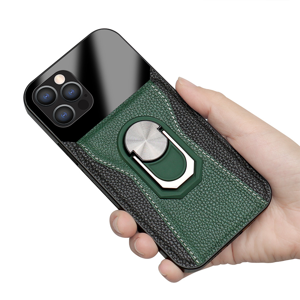 Coque de téléphone magnétique en cuir avec anneau – rouge – iPhone 12 mini