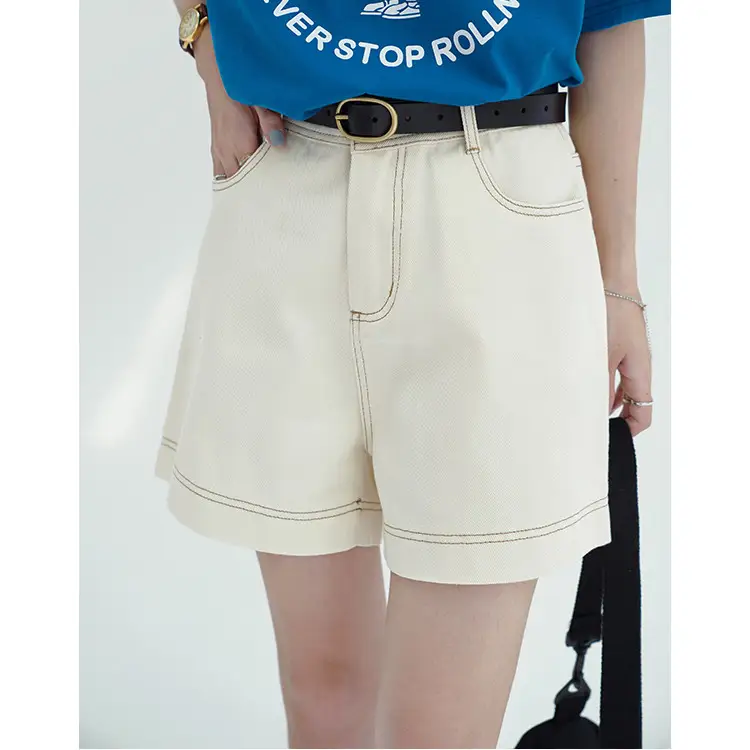 Women's Casual Workwear Contrast Trim Wide Leg Shorts