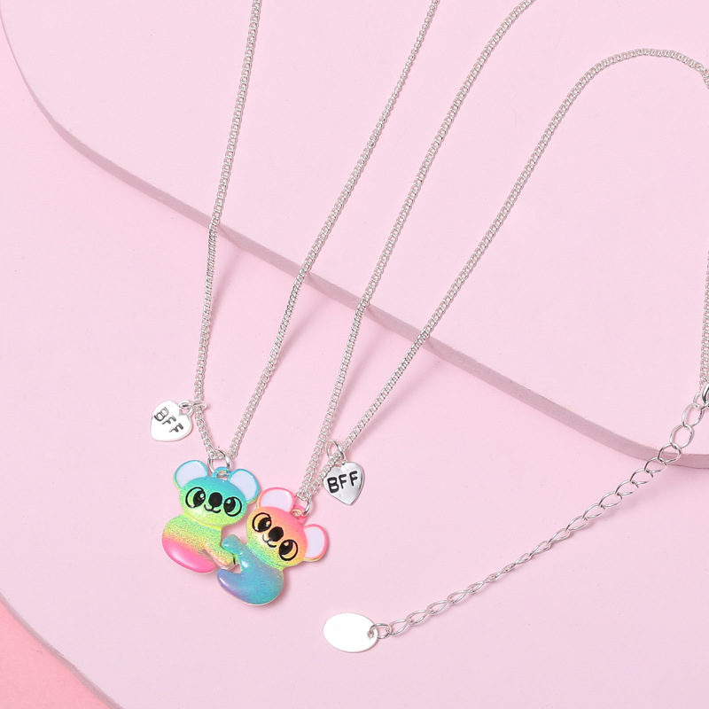 Children's Necklace Set Alloy Spray Paint Dripping Oil Magnet Pendant