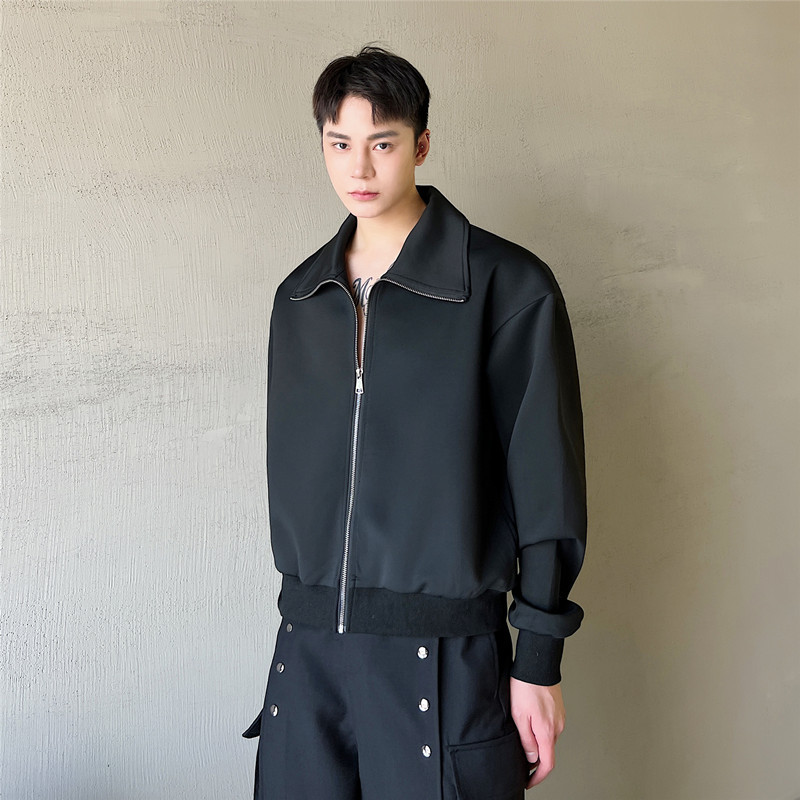 Men's Sleeveless Hooded Tank Top Long Sleeve Lapel Jacket Two Piece Set