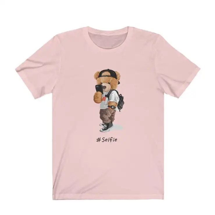 European And American Selfie Teddy T-shirt Digital Printing Casual Round Neck Short Sleeves
