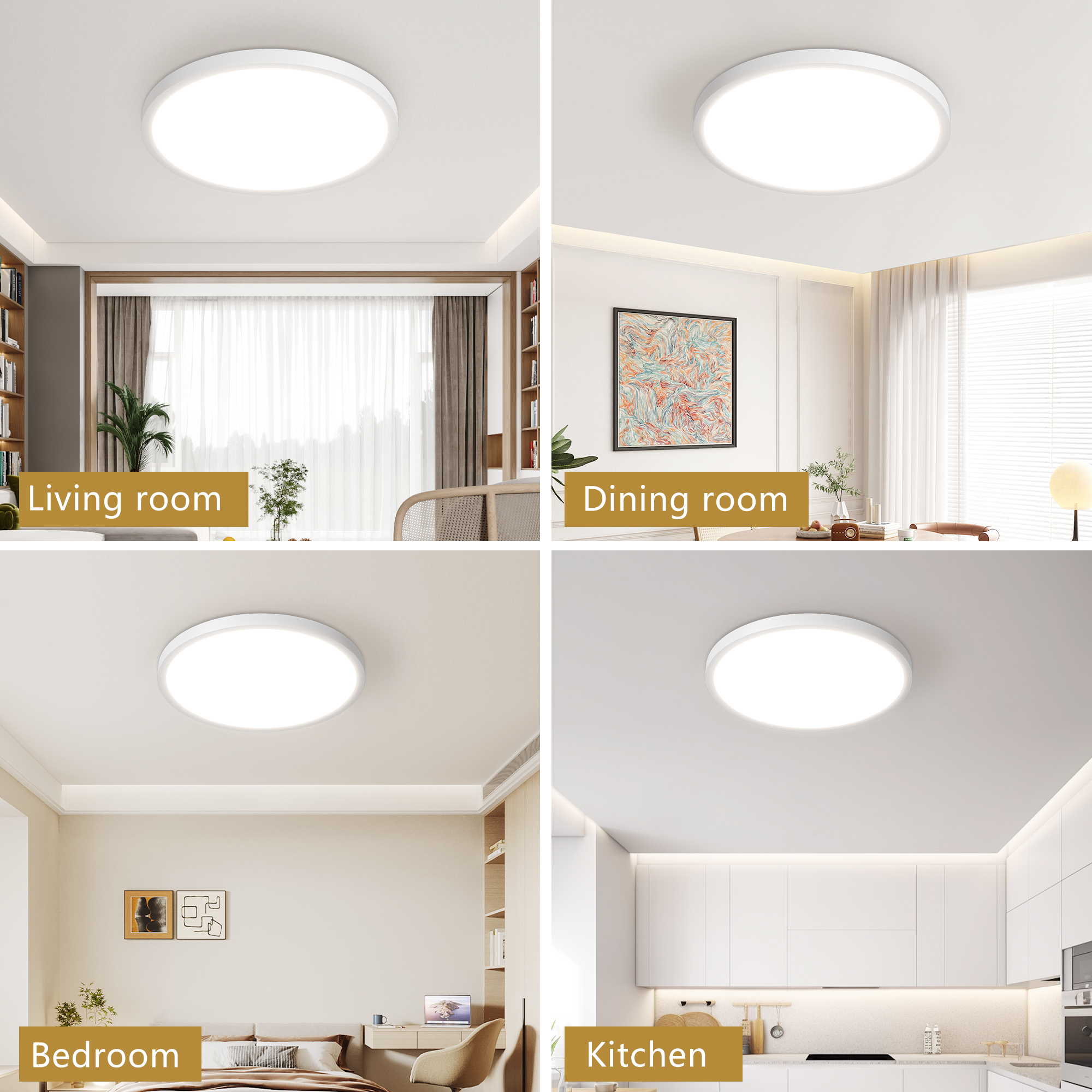 6PK 12 In. LED Flush Mount Ceiling Light Fixture - 2880 Lumens, 5 CCT 2700K-3500K-40000K-5000K-6500K, Round Color Selectable Panel Light, Dimmable, Suitable For Bathroom Or Shower - Image 5