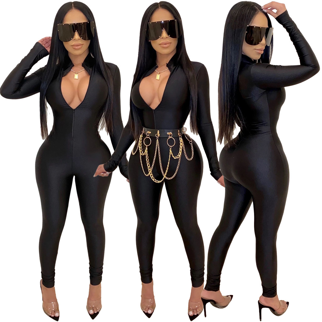 Title 9, Explosive style solid color long-sleeved jumpsuit