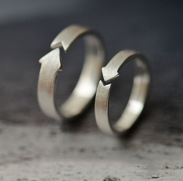 Sterling Silver  Ring Arrow Brushed Couple Ring — foto 3