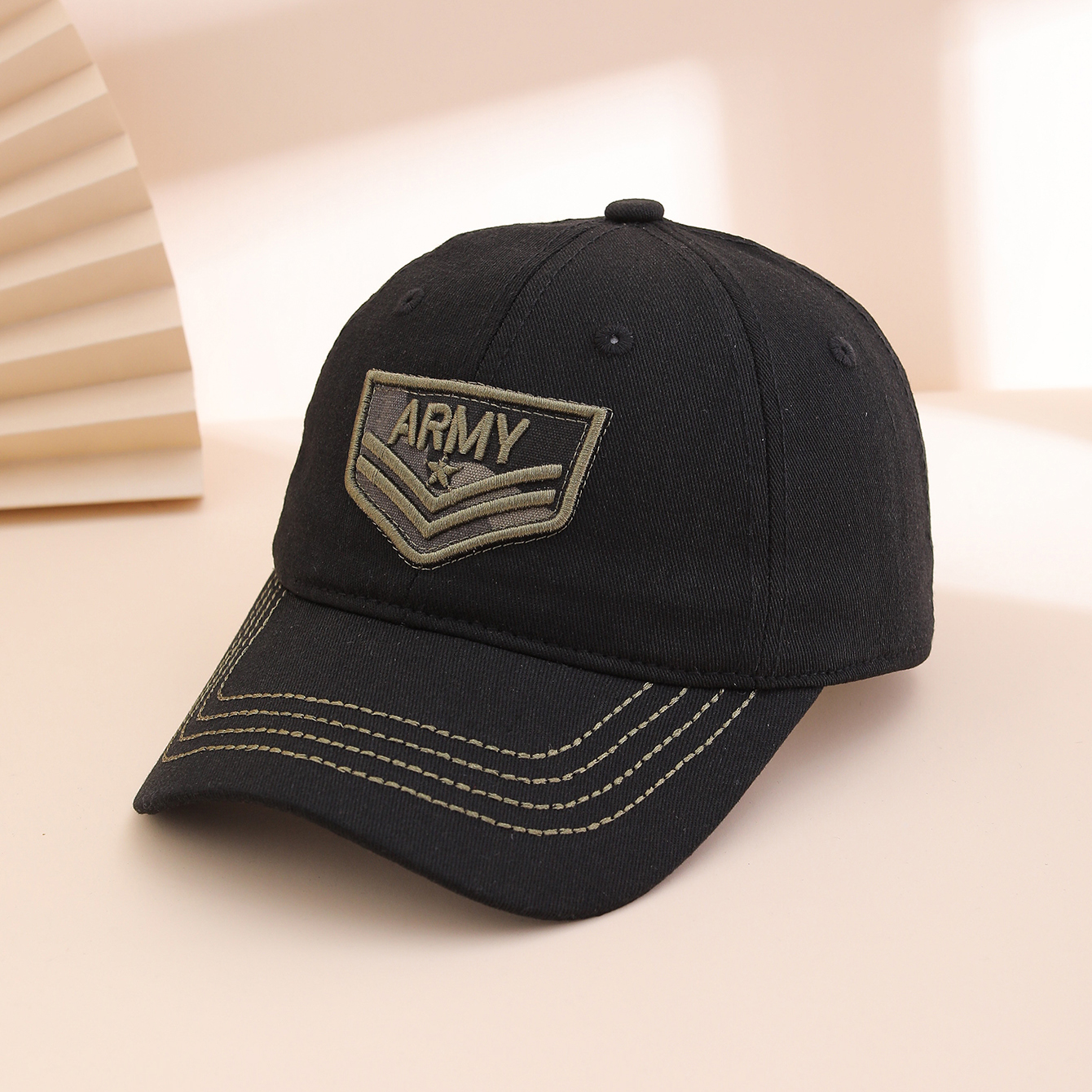 Spring And Autumn Fashion Patchwork Embroidered Letter Five-pointed Star Baseball Cap, Military Style Outdoor Versatile All-purpose Beanie Hat