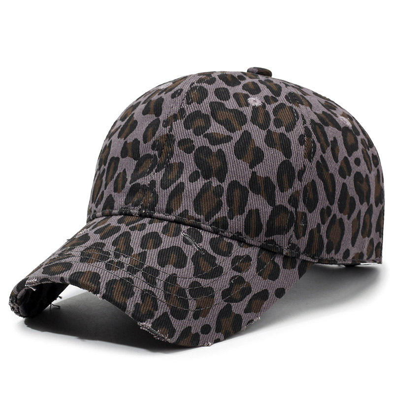 Men's And Women's Full-print Contrasting Leopard Print Distressed Holey Adjustable Retro Fashion Baseball Cap For Outdoor Sun Protection Classic Baseball Cap Suitable For Daily Outings And Ca