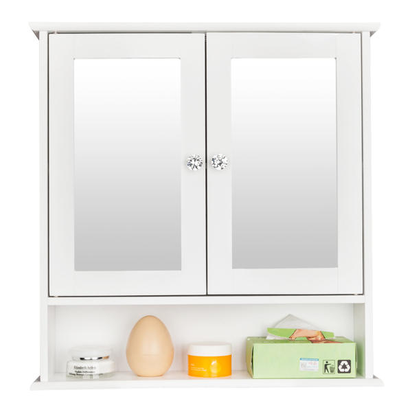 White Painted Surface Density Board, Double Mirror Door, Bathroom Cabinet White - Shop at LoveMi