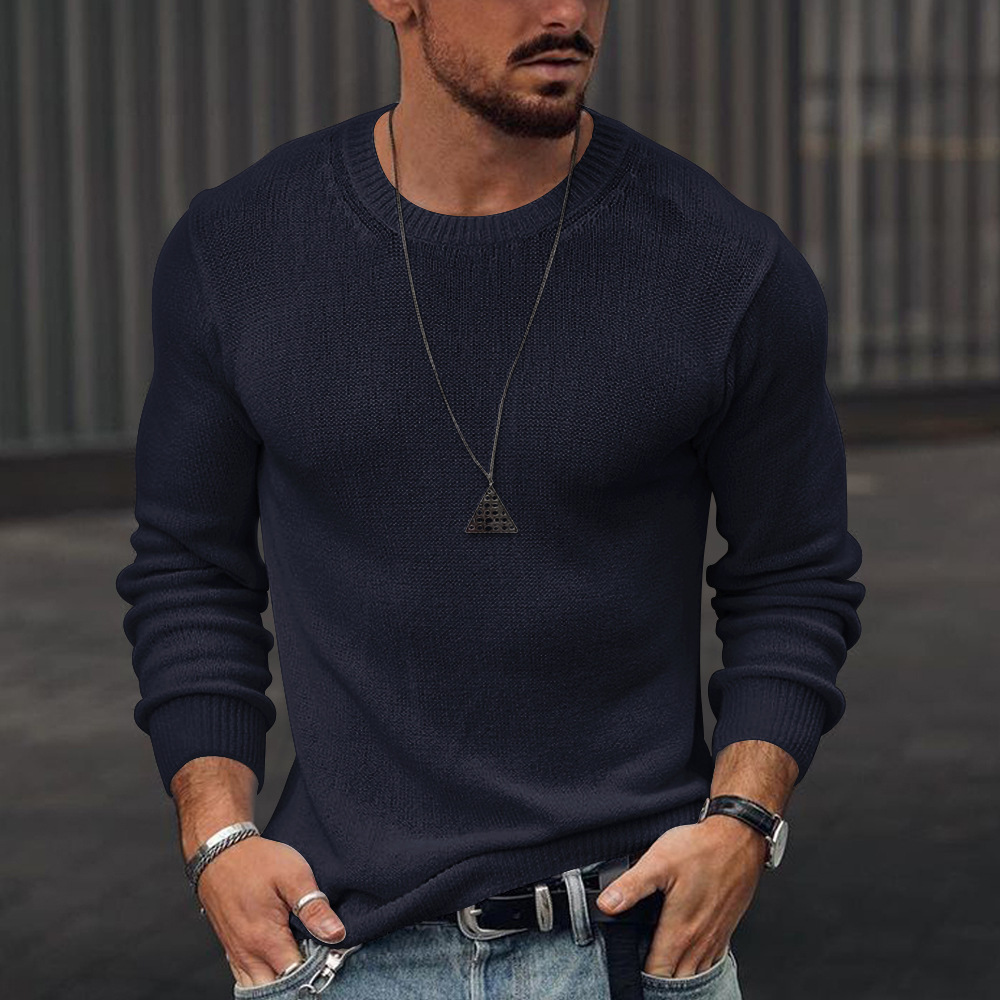 Long-sleeved Sweater Solid Color Round Neck Sweater Bottoming Shirt