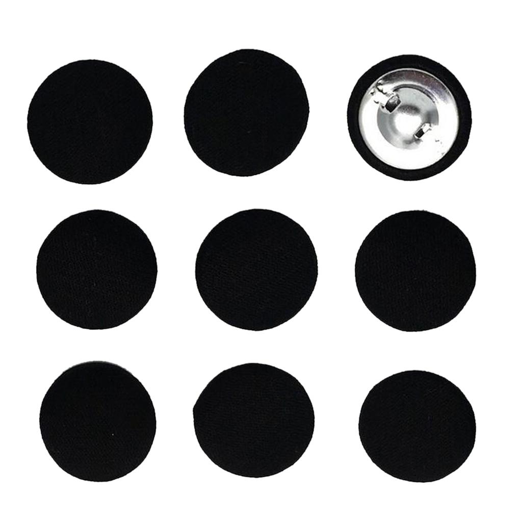 10pcs Cotton Fabric Covered Buttons Sewing Accessories For Garment Black — image 2