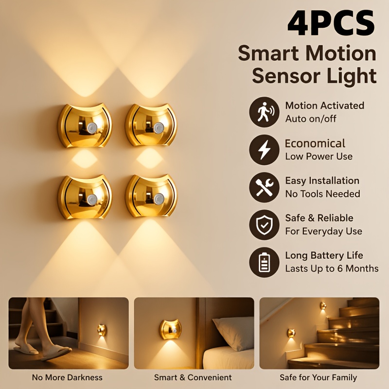LED Modern Indoor Wall Light With Motion Sensor 3 Color Modes 2700K 4500K 6500K USB Rechargeable Magnetic Portable Wall Sconce For Living Room Bedroom 2 Packs — foto 3
