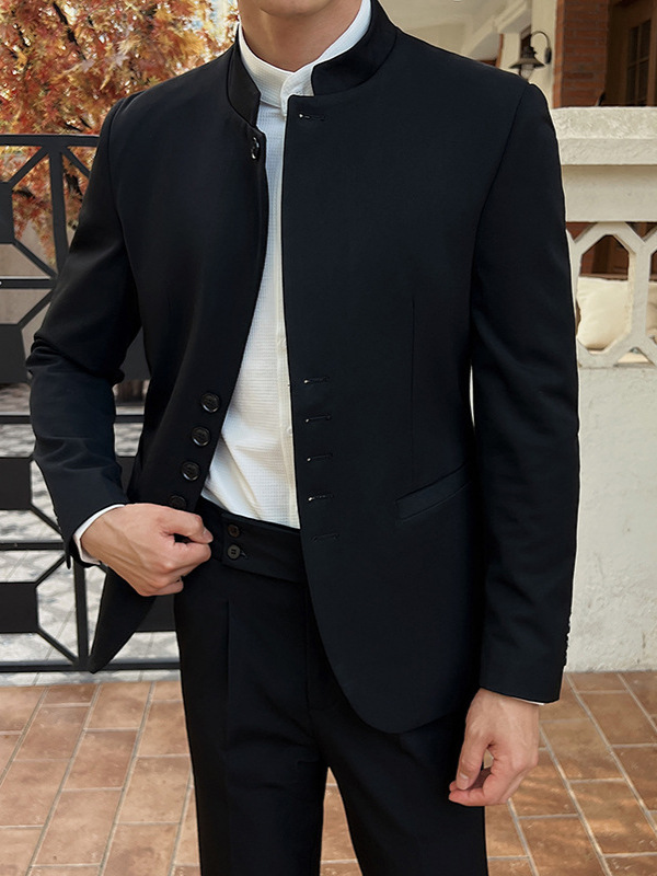 Men's Multi-button Stand-up Collar Two-piece Suit