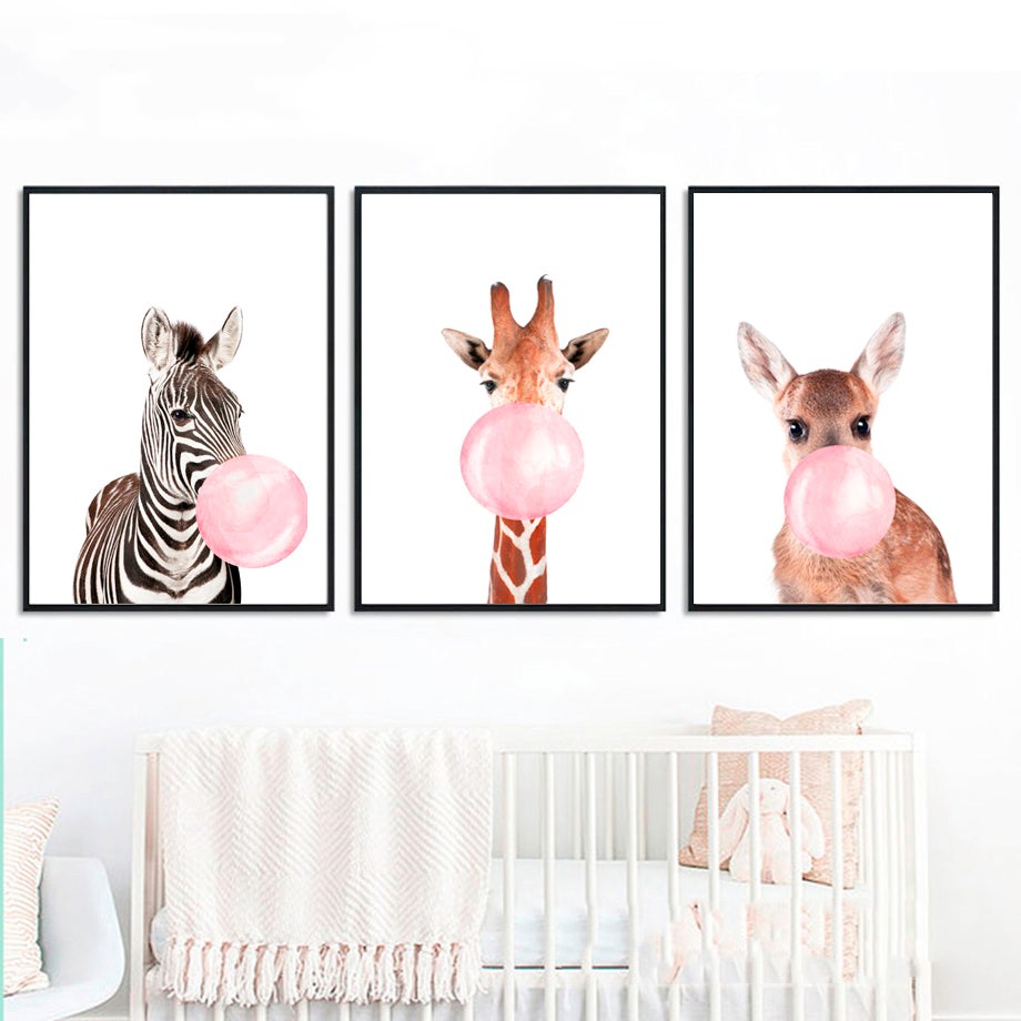 524a3d5c 058a 46ac 9a25 fcd0e36ba410 - Living Room Decorative Painting Horse Giraffe Balloon Children's Room Rimless