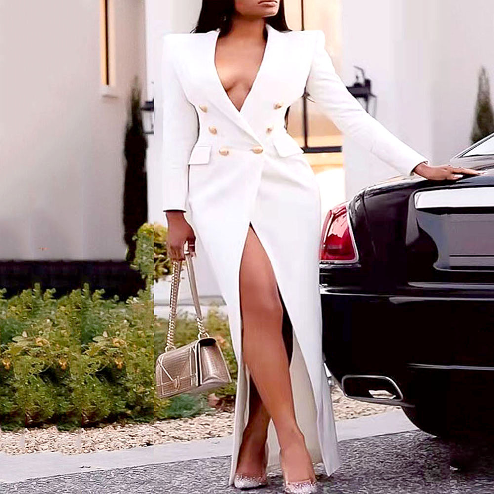 Buttoned High-Waist Long Robe Coat, picture 4 of 5