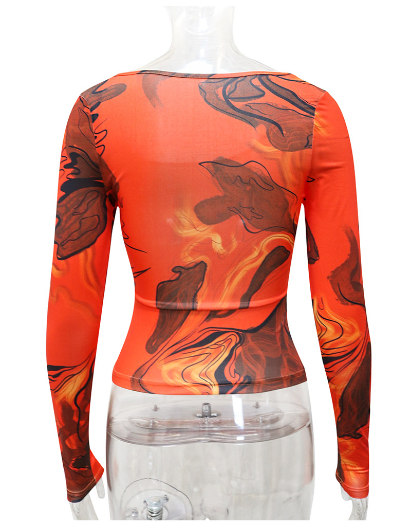 Women's Oblique Shoulder Bottoming Shirt Slim Fashion Print Hot Girl Long Sleeve