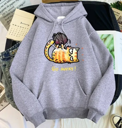 Creative Personality Pattern Hooded Sweater Light Grey - Shop at LoveMi
