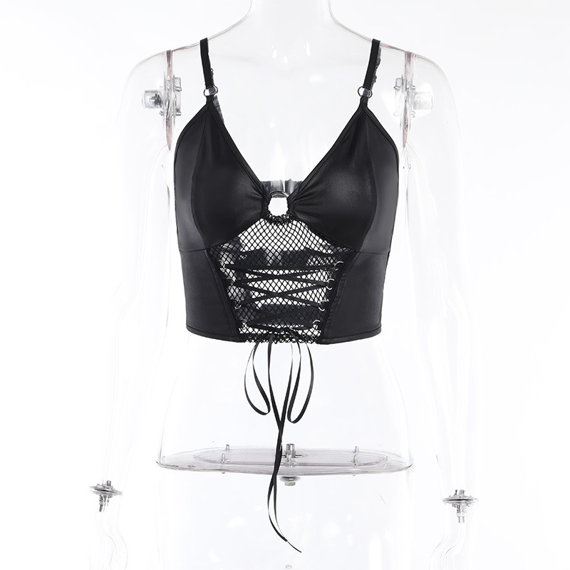 Women's Fashion Mesh Splicing Sling Top
