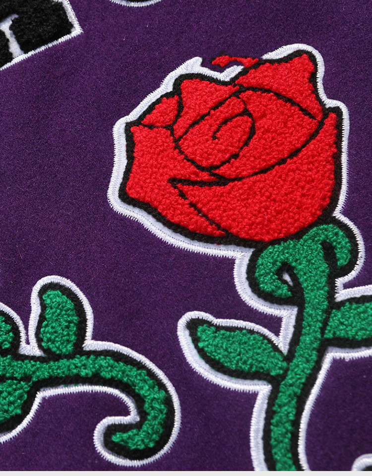 Vintage Rose Letters Towel Embroidered Baseball Jersey