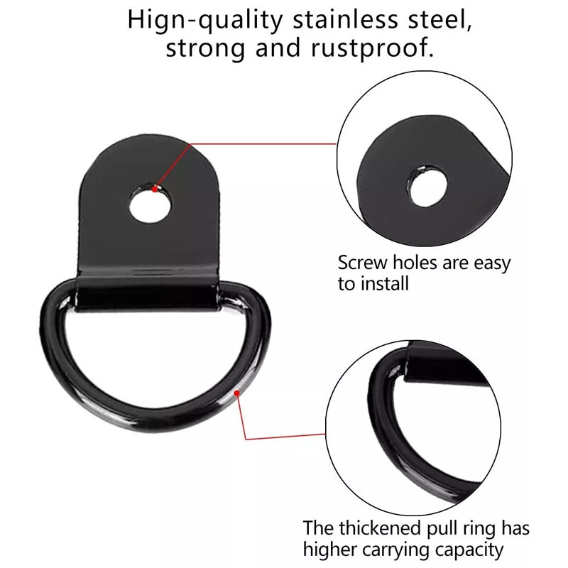 D-ring anchor hardware detail showing forged construction and smooth finish
