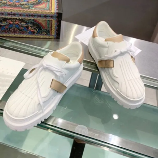 Biscuit Shoes Lace up Platform Platform Casual White Shoes Pink - Shop at LoveMi