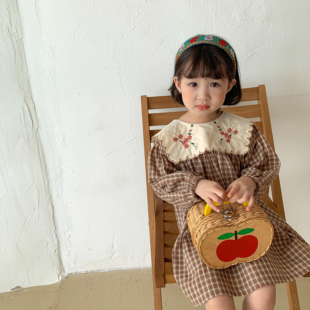 Baby Western Style Cotton Big Collar Embroidered Flower Dress