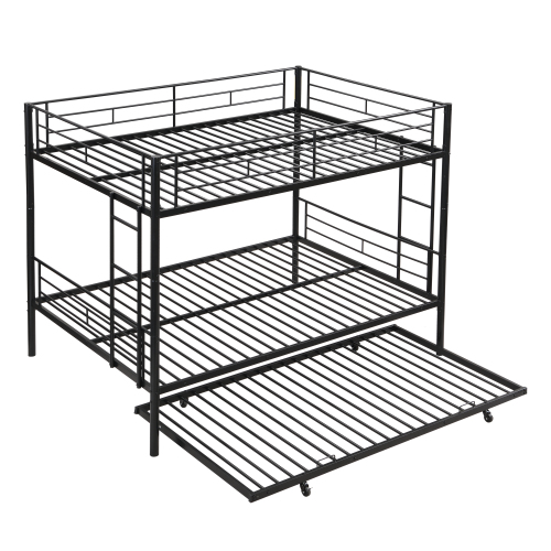 Full Over Full With Trundle Metal Bunk Bed view 3