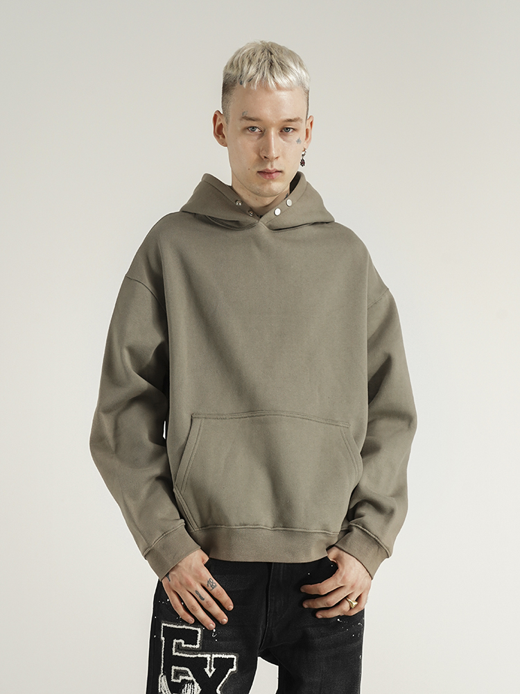 Men's Solid Color Loose Short Hooded Sweater