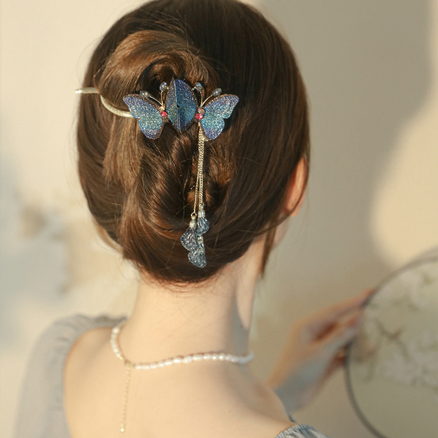 Super Fairy Embroidered Butterfly Hair Clip Temperament Tassel