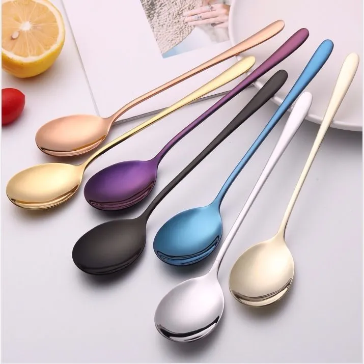 Tableware titanium plated long handle spoon - Set
