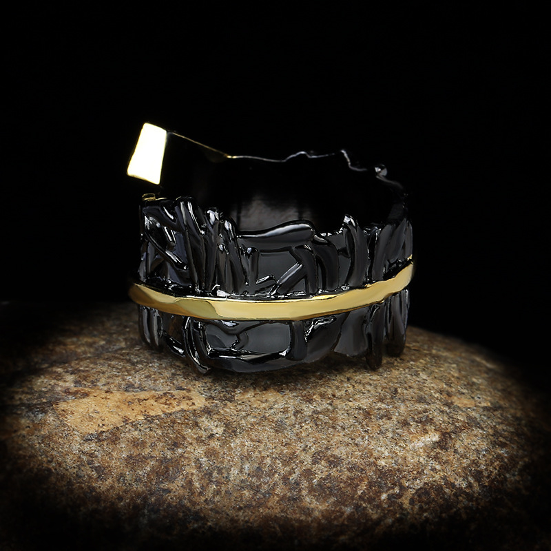 Purple Sapphire Horse Eye Black Gold Electroplating Ladies Ring Bracelet