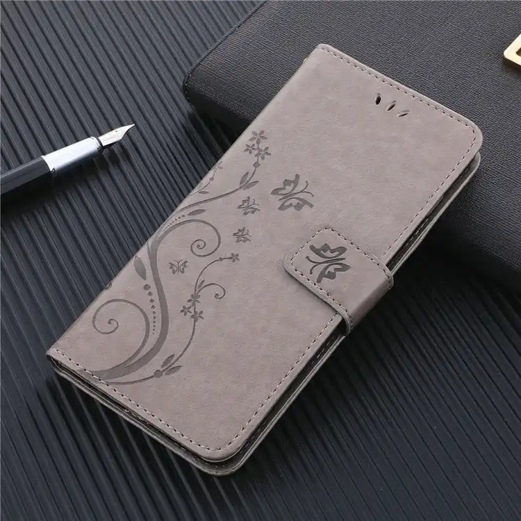 Butterfly Embossed Protective Leather Case Flip Cover